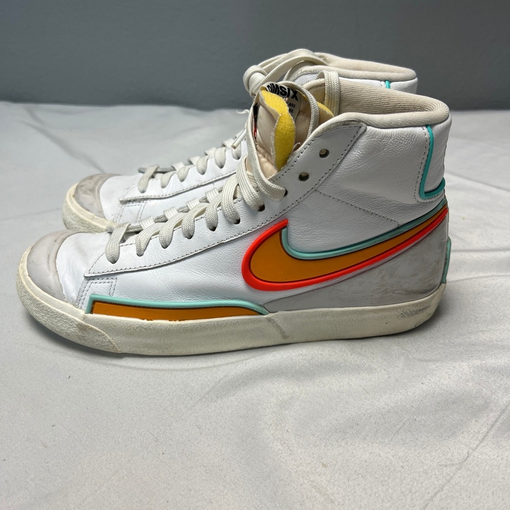 Nike‎ Womens Blazer Mid '77 D/MS/X High Top Sneakers White Orange Teal Size 7.5